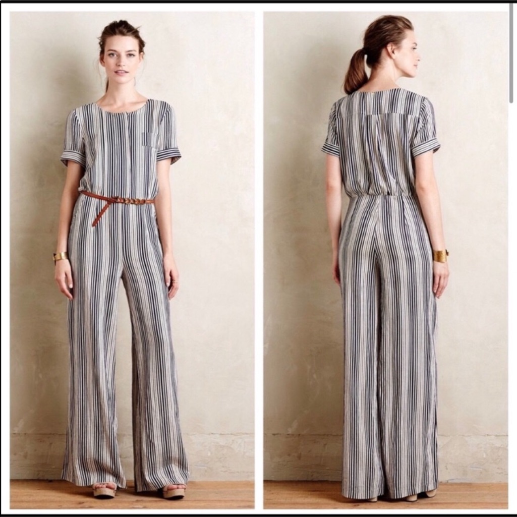 Anthropologie Striped Harlan Jumpsuit B8